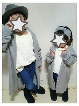 「WASK（ワスク）のアイテム（帽子）」を使った、kou⭐momoさん（キッズ・120cm）の冬コーディネート