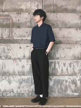 「UNIQLO（ユニクロ）のアイテム（スラックス）」を使った、しおやんさん（メンズ・180cm）の春コーディネート