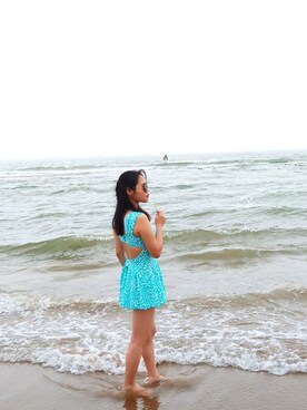 「アイテム（ラッピングキット、グリーン系）」を使った、圈了个圈さん（レディース・160cm）の夏コーディネート