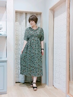 「ORiental TRaffic（オリエンタルトラフィック）の【ORiental TRaffic】 ウェッジサンダル（サンダル）」を使った、Kuniさん（レディース・163cm）の夏コーディネート