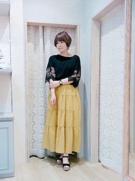 「ORiental TRaffic（オリエンタルトラフィック）の【ORiental TRaffic】 ウェッジサンダル（サンダル）」を使った、Kuniさん（レディース・163cm）の夏コーディネート