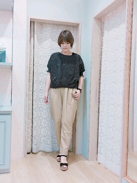 「ORiental TRaffic（オリエンタルトラフィック）の【ORiental TRaffic】 ウェッジサンダル（サンダル）」を使った、Kuniさん（レディース・163cm）の夏コーディネート