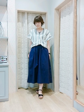 「ORiental TRaffic（オリエンタルトラフィック）の【ORiental TRaffic】 ウェッジサンダル（サンダル）」を使った、Kuniさん（レディース・163cm）の夏コーディネート