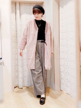 「グレンチェック」｜「アイテム（ジャケット/アウター）」を使った、Kuniさん（レディース・163cm）の秋コーディネート