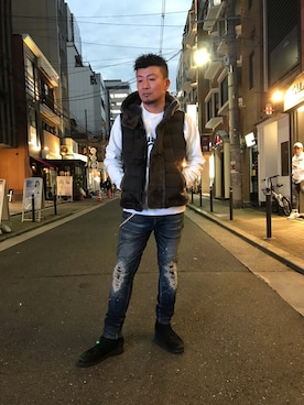 「DSQUARED2（ディースクエアード）のアイテム（スウェット）」を使った、shigeさん（メンズ・168cm）の秋コーディネート