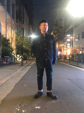 「ISAMU KATAYAMA BACKLASH（イサムカタヤマバックラッシュ）のアイテム（デニムジャケット）」を使った、shigeさん（メンズ・168cm）の秋コーディネート
