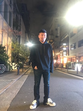 「ISAMU KATAYAMA BACKLASH（イサムカタヤマバックラッシュ）のアイテム（パーカー）」を使った、shigeさん（メンズ・168cm）の秋コーディネート
