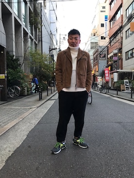 「DSQUARED2（ディースクエアード）のアイテム（ライダースジャケット）」を使った、shigeさん（メンズ・168cm）の秋コーディネート