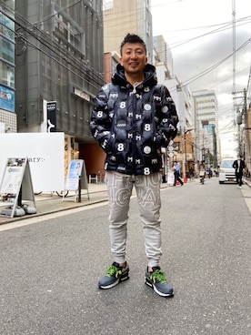 「1piu1uguale3 RELAX（ウノピュウノウグァーレトレリラックス）のアイテム（スウェットパンツ）」を使った、shigeさん（メンズ・168cm）の冬コーディネート