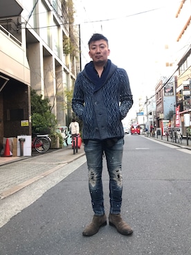 「ARMURE（アルミュール）のアイテム」を使った、shigeさん（メンズ・168cm）の冬コーディネート