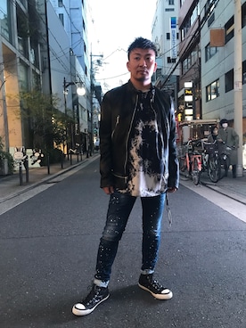 「ISAMU KATAYAMA BACKLASH（イサムカタヤマバックラッシュ）のアイテム（スニーカー）」を使った、shigeさん（メンズ・168cm）の春コーディネート