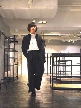 「Y's（ワイズ）のアイテム（ブルゾン）」を使った、アキヨシ オクダさん（メンズ・178cm）の冬コーディネート