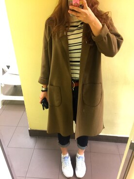 「MONKI（モンキ）のアイテム（トートバッグ）」を使った、saniceさん（レディース・158cm）の冬コーディネート