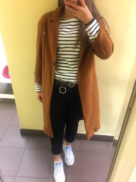 「日常」｜「アイテム（ダウンジャケット/コート）」を使った、saniceさん（レディース・158cm）の冬コーディネート