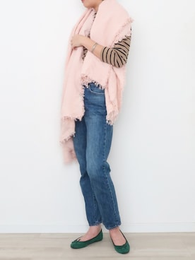 「ZOZO（ゾゾ）のスリムテーパードデニムパンツ［WOMEN］（デニムパンツ）」を使った、sammiさん（レディース・171cm）の春コーディネート