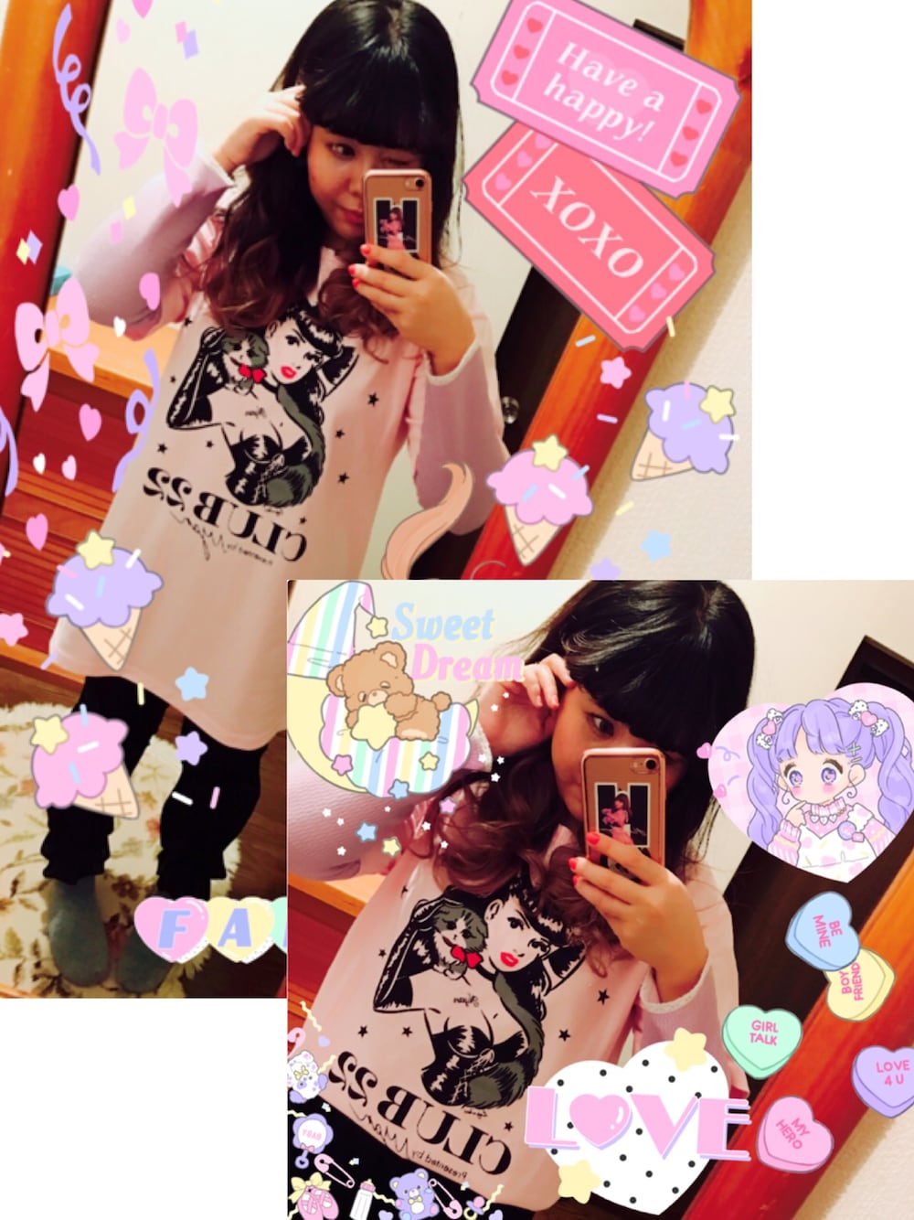 「カジュアル、ラクチンコーデ、Tシャツ、パンツスタイル、サテン、こじはる、こじまつり、小嶋陽菜、ビックT、ビッグシルエット」｜「22;marketのアイテム（Tシャツ/カットソー、ピンク系）」を使った、ゆいゆいさん（レディース・155cm）の冬コーディネートの1枚目の写真