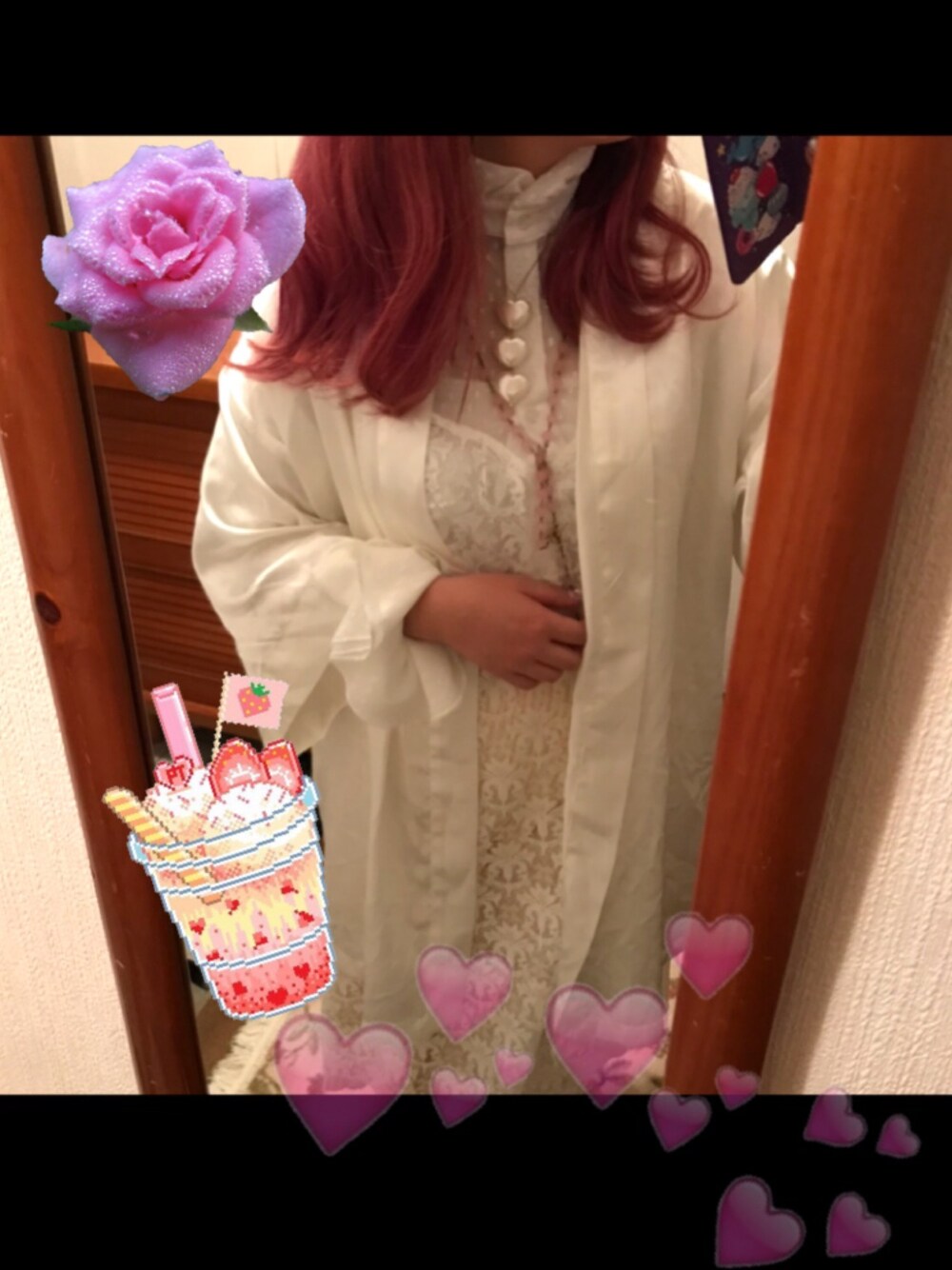「シンプル、レイヤードスタイル、レース、ワンピース、羽織り、古着、vintage、オールホワイト、ootd、outfit」｜「magic.to.youのアイテム（ネックレス、ベージュ系）」を使った、ゆいゆいさん（レディース・155cm）の春コーディネートの1枚目の写真