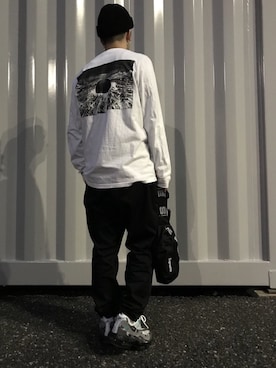 「アパレルスタッフ」｜「アイテム（ニットキャップ/ビーニー）」を使った、福田氏。さん（メンズ・165cm）の春コーディネート