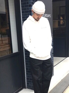 「Saturdays NYC（サタデーズ ニューヨークシティ ）のアイテム（パーカー）」を使った、Tomさん（メンズ・172cm）の春コーディネート