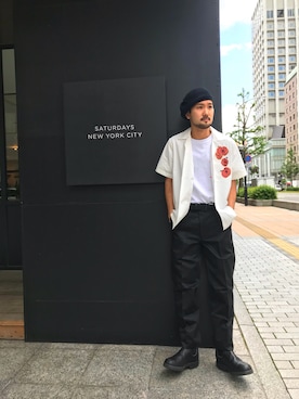 「Saturdays NYC（サタデーズ ニューヨークシティ ）のアイテム（スラックス）」を使った、Tomさん（メンズ・172cm）の春コーディネート