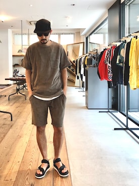 「Saturdays NYC（サタデーズ ニューヨークシティ ）のアイテム（サンダル）」を使った、Tomさん（メンズ・172cm）の夏コーディネート