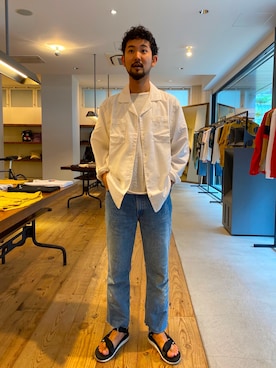 「Saturdays NYC（サタデーズ ニューヨークシティ ）のアイテム（サンダル）」を使った、Tomさん（メンズ・172cm）の夏コーディネート