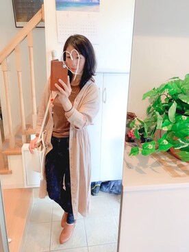 「秋のカフェオレコーデ」｜「アイテム（シャツワンピース）」を使った、あおさん（レディース・157cm）の秋コーディネート
