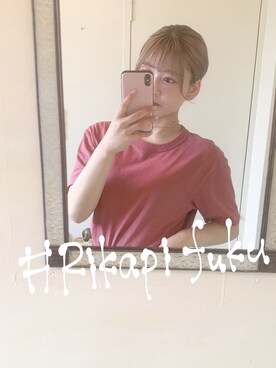 「UNIQLO（ユニクロ）のクルーネックT（半袖）（Tシャツ/カットソー、パープル系）」を使った、rikapiさん（レディース・157cm）の夏コーディネート