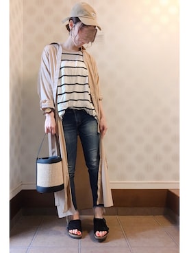 「Ungrid（アングリッド）のインディゴフレイドヘムストスリ（デニムパンツ）」を使った、ayunさん（レディース・155cm）の春コーディネート