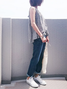 「UNITED ARROWS（ユナイテッドアローズ）のアイテム（エコバッグ/サブバッグ）」を使った、Ayaさん（レディース・151cm）の夏コーディネート