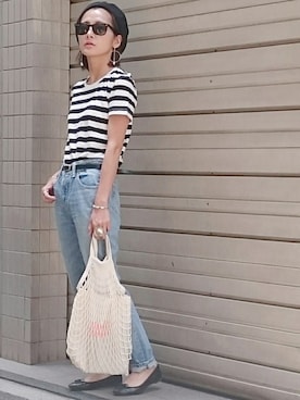 「N.（N. Natural Beauty Basic）（エヌエヌナチュラルビューティーベーシック）のアイテム（ハンチング/ベレー帽）」を使った、Ayaさん（レディース・151cm）の夏コーディネート