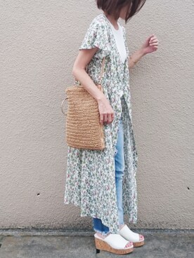 「Ungrid（アングリッド）のフレイドヘムストスリ（デニムパンツ）」を使った、Ayaさん（レディース・151cm）の夏コーディネート