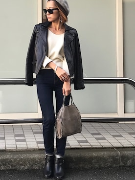 「N.（N. Natural Beauty Basic）（エヌエヌナチュラルビューティーベーシック）のアイテム（ハンチング/ベレー帽）」を使った、Ayaさん（レディース・151cm）の秋コーディネート