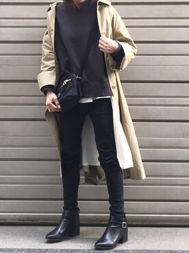 「FRAMeWORK（フレームワーク）のアイテム（ステンカラーコート）」を使った、Ayaさん（レディース・151cm）の春コーディネート