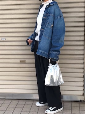 「Another Edition（アナザーエディション）のアイテム（デニムジャケット）」を使った、Ayaさん（レディース・151cm）の春コーディネート