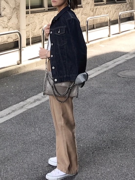 「PAULOWNIA（ポロウニア）のサージカルステンレスフープピアス（ピアス（両耳用））」を使った、Ayaさん（レディース・151cm）の春コーディネート