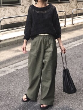 「透かし編みニット」｜Ayaさん（レディース・151cm）の春コーディネート