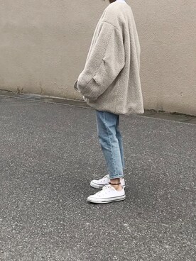 「テーパードデニム」｜「アイテム（その他アウター）」を使った、Ayaさん（レディース・151cm）の秋コーディネート