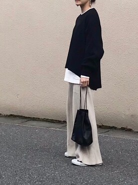 「PAULOWNIA（ポロウニア）のサージカルステンレスフープピアス（ピアス（両耳用））」を使った、Ayaさん（レディース・151cm）の春コーディネート