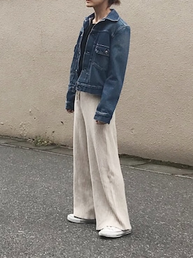 「Aunt Marie's（アントマリーズ）のAUNT MARIE'S リブニットパンツ（その他パンツ）」を使った、Ayaさん（レディース・151cm）の春コーディネート