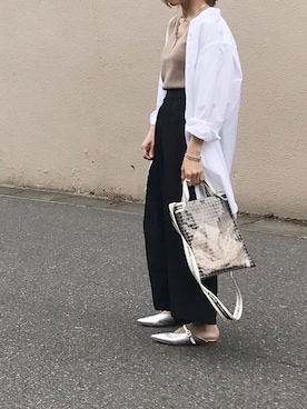 「Steven Alan（スティーブンアラン）のアイテム（シャツワンピース）」を使った、Ayaさん（レディース・151cm）の春コーディネート