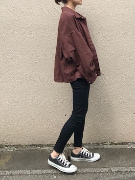 「SHAGGIE（シャギー）のアイテム（その他アウター）」を使った、Ayaさん（レディース・151cm）の秋コーディネート