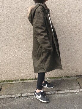 「CASPER JOHN（キャスパージョン）のアイテム（モッズコート）」を使った、Ayaさん（レディース・151cm）の秋コーディネート