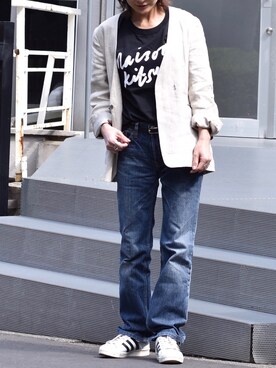 「JOURNAL STANDARD relume（ジャーナルスタンダード　レリューム）のアイテム（ノーカラージャケット）」を使った、Ayaさん（レディース・151cm）の春コーディネート