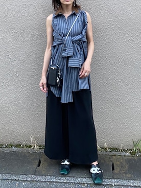 「デザイントップス」｜「アイテム（財布/小物）」を使った、Ayaさん（レディース・151cm）の夏コーディネート