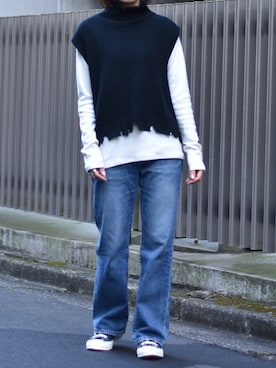 「STUDIOUS(ステュディオス)のアイテム(ベスト)」を使った、Ayaさん(レディース・151cm)の冬コーディネート