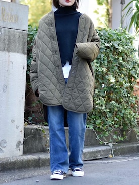 「STUDIOUS(ステュディオス)のアイテム(ベスト)」を使った、Ayaさん(レディース・151cm)の冬コーディネート