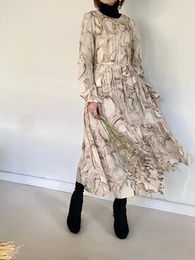 「マーブル柄」｜Ayaさん（レディース・151cm）の冬コーディネート