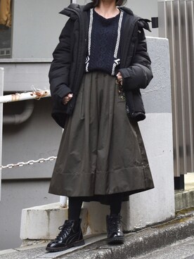 「タフタスカート」｜「アイテム（ジャケット/アウター）」を使った、Ayaさん（レディース・151cm）の冬コーディネート