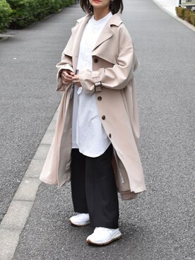 「one after another NICE CLAUP（ワンアフターアナザーナイスクラップ）のアイテム（トレンチコート）」を使った、Ayaさん（レディース・151cm）の春コーディネート